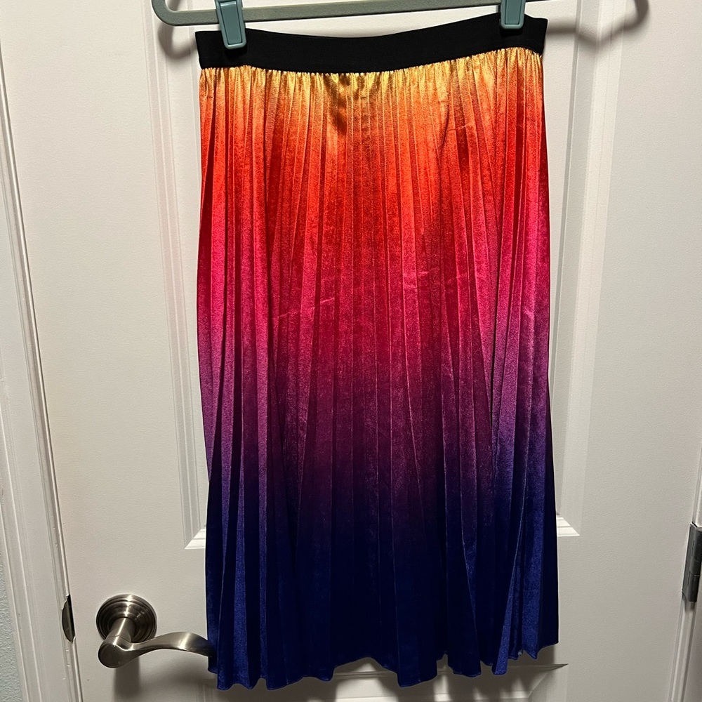 Truly Me Ombré Rainbow Pleated Velvety skirt Girls 16 NWT